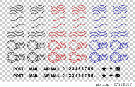 消印と数字のセット（スタンプ風） 87588197