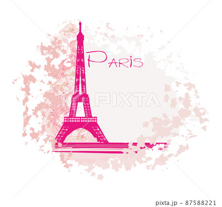 artistic floral banner - eiffel tower in paris 87588221