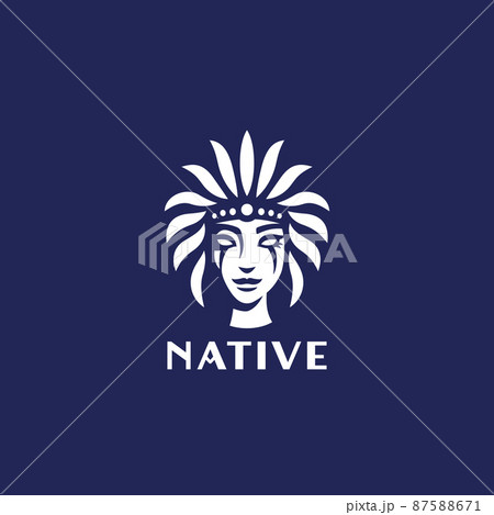 Native girl logo design, vector 87588671