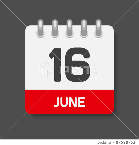 Icon day date 16 June, template calendar page Icon day date 16 June, template calendar page 87588752