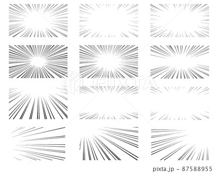 黒色の集中線のベクター素材セット 87588955