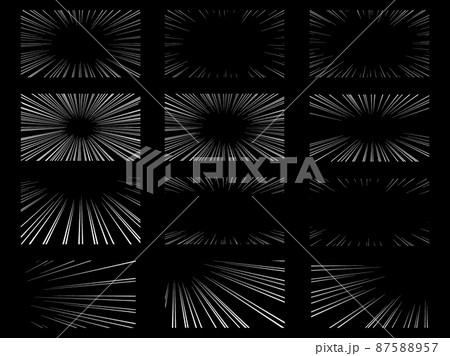 白色の集中線のベクター素材セットのイラスト素材
