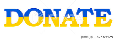 Donate with Ukrainian flag. 3D rendering 87589429