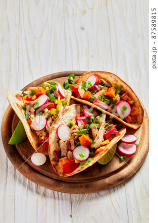 pitacos, mexican tacos with chicken and veggies pitacos, mexican tacos with chicken and veggies 87589815