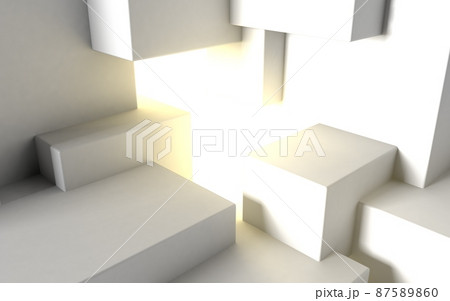 Abstract architectural background with cube construction or stage and light beam inside. 3D illustration Abstract architectural background with cube construction or stage and light beam inside. 3D illustration 87589860