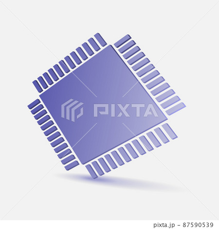 Integrated circuit icon isolated on gray background. Lack, deficite of chips. Semiconductor manufacturing. Processor, microchip. Vector Illustration. EPS10. 87590539