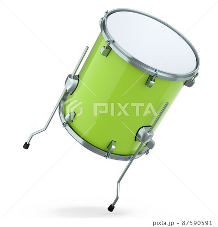Realistic drum on white background. 3d render concept of musical instrument, drum machine. 87590591