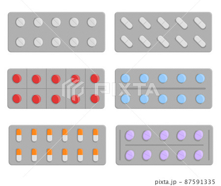 Set of pills in blister, vector illustration Set of pills in blister, vector illustration 87591335