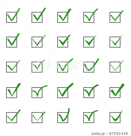 Set of check mark icons, vector illustration Set of check mark icons, vector illustration 87591439
