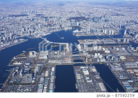 お台場上空・湾岸エリア・空撮 お台場上空・湾岸エリア・空撮 87592259