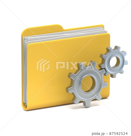 Yellow folder icon Settings concept 3D Yellow folder icon Settings concept 3D 87592524