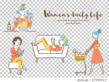 Women's daily life_set_color 87594413