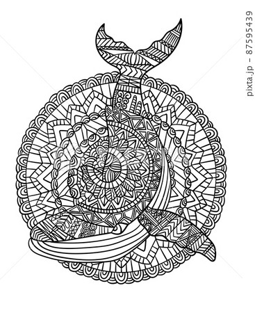 Blue Whale Mandala Coloring Pages for Adults 87595439