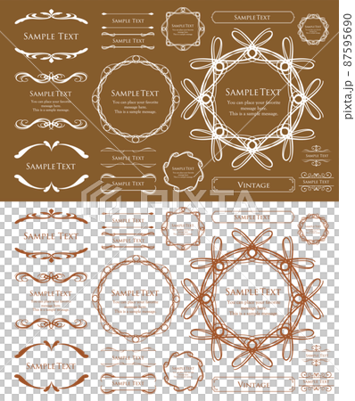 Spring plant motif frameset. Vintage flower. Decorative design. Trendy treatment 87595690