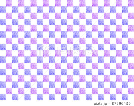 クレヨン2色で描かれた市松模様 青紫/紫色 横 他色有りのイラスト素材