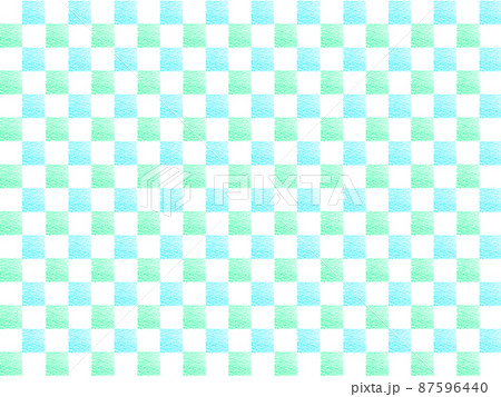 クレヨン2色で描かれた市松模様 青緑/水色 横 他色有り クレヨン2色で描かれた市松模様 青緑/水色 横 他色有り 87596440
