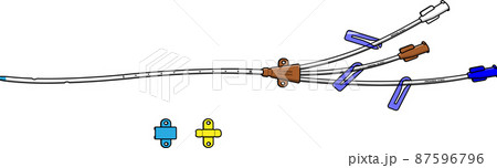 中心静脈カテーテル トリプルルーメン のイラストのイラスト素材