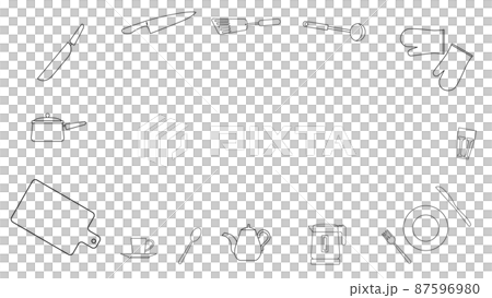 A frame for kitchen utensils arranged horizontally. Vector illustration of line drawing. 87596980