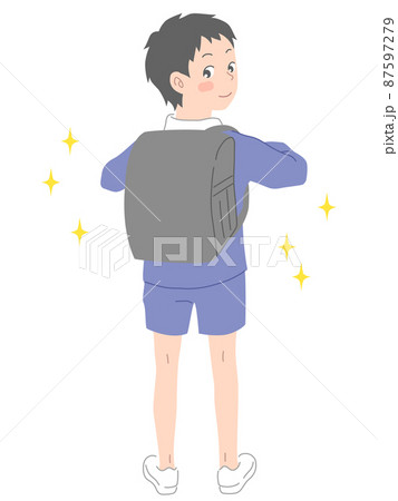 ランドセルを背負った笑顔の小学生の男の子のイラスト素材のイラスト素材