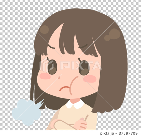 ムッとする女の子のイラスト　腕組み 87597709