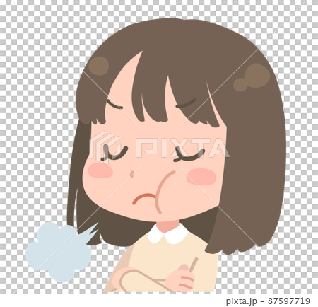 Illustration of an angry girl with arms folded 87597719