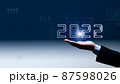 2022年イメージ　ビジネス向け年賀状素材　新年での新しい挑戦　DXへのチャレンジ 87598026