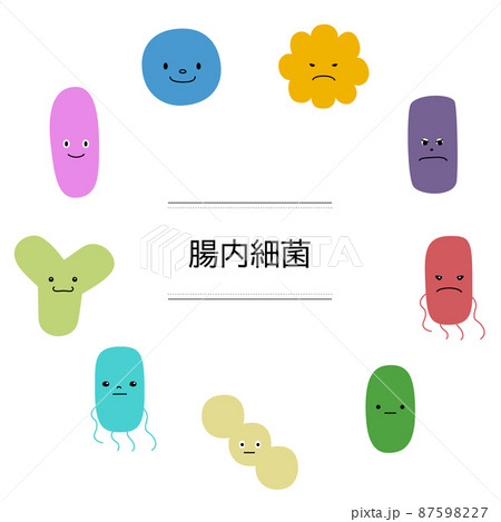 腸内細菌（善玉菌・悪玉菌・日和見菌）のベクターイラストセット（白背景・切り抜き） 87598227