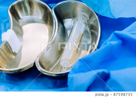 medical syringes at the hospital room 87598735