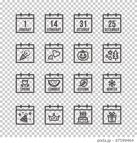 A simple calendar icon with the image of an event or season 87599464