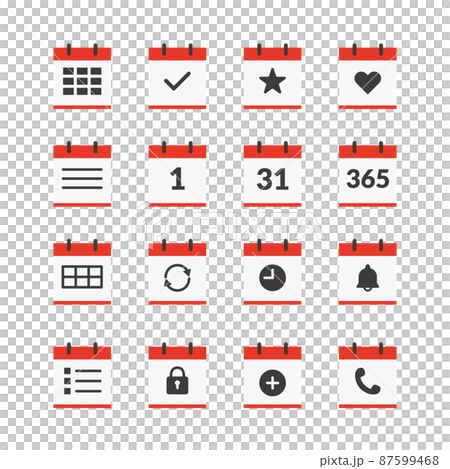 Flat icon set with the image of a calendar or schedule 87599468