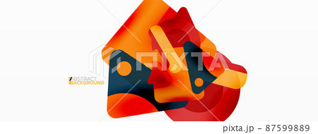 Primitive geometric shapes - line, triangle, square and circle composition. Vector geometric minimal abstract background for wallpaper, banner, background, landing page 87599889