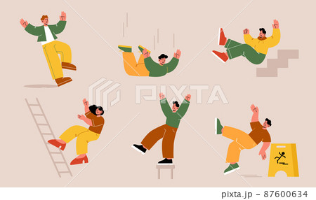 People fall down from high, ladder, stool, slip 87600634