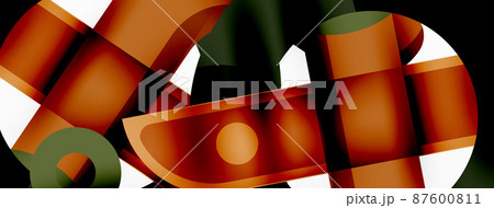 Minimalist geometric abstract background. Lines, circles with shadow effects composition wallpaper design 87600811
