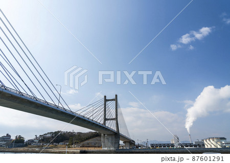 青空と松川浦大橋　福島県相馬市 87601291