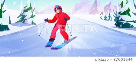 Winter skiing sport, extreme outdoors activity fun Winter skiing sport, extreme outdoors activity fun 87601644