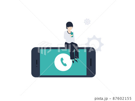 電話相談窓口に電話する日本人女性のイラスト素材 電話相談窓口に電話する日本人女性のイラスト素材 87602155