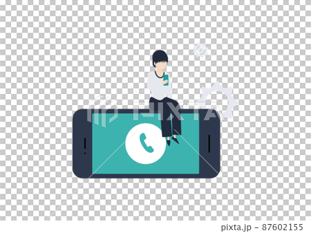 電話相談窓口に電話する日本人女性のイラスト素材 電話相談窓口に電話する日本人女性のイラスト素材 87602155