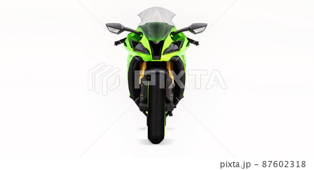 3d green super sports motorbike on white isolated background. 3d illustration. 3d green super sports motorbike on white isolated background. 3d illustration. 87602318