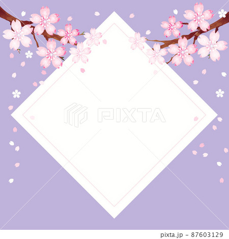 春　さくら　サクラ　桜　水彩　花　フレーム　枠　コピースペース　タイトル　背景　イラスト素材 87603129