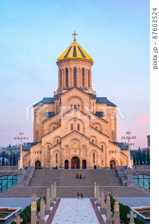 Holy Trinity Cathedral of Tbilisi - Sameba in the evening, Georgia Holy Trinity Cathedral of Tbilisi - Sameba in the evening, Georgia 87603524