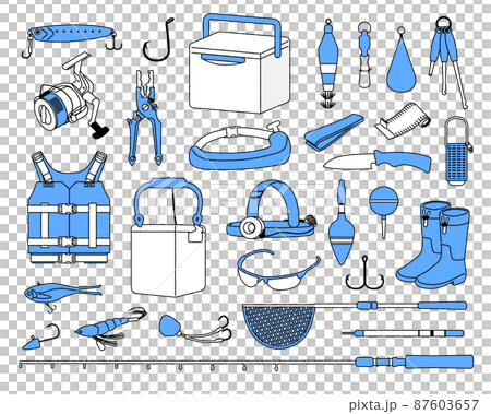 Fish fishing equipment illustration material set Fish fishing equipment illustration material set 87603657