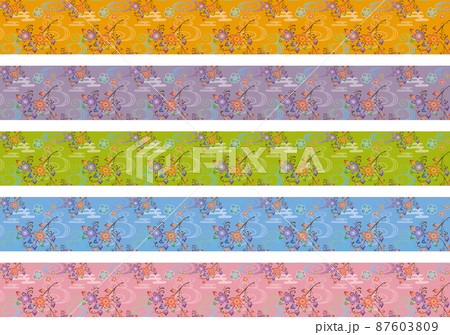 紅型デザインのオビ(カラーバリエーション) 紅型デザインのオビ(カラーバリエーション) 87603809