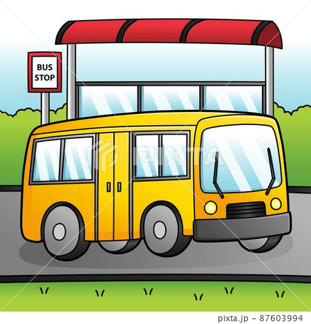 Bus Cartoon Colored Vehicle Illustration 87603994