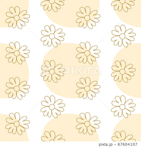 Single continuous line drawing floral pattern Summer flower on spot. Sunflower in one continuous line. Minimalist linear sketch. Vector illustration 87604107