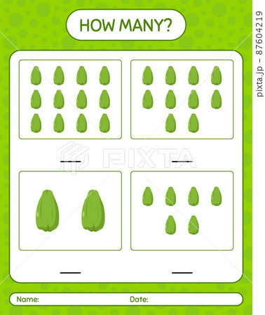 How many counting game with chayote. worksheet for preschool kids, kids activity sheet, printable worksheet 87604219