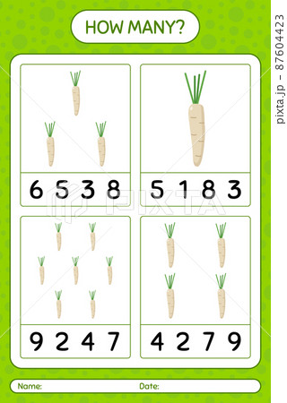 How many counting game with hamburg parsley. worksheet for preschool kids, kids activity sheet, printable worksheet 87604423