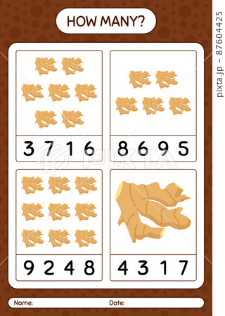 How many counting game with ginger. worksheet for preschool kids, kids activity sheet, printable worksheet How many counting game with ginger. worksheet for preschool kids, kids activity sheet, printable worksheet 87604425