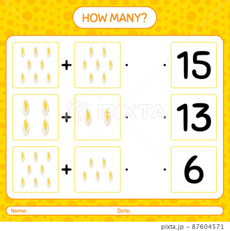 How many counting game with witloof. worksheet for preschool kids, kids activity sheet, printable worksheet How many counting game with witloof. worksheet for preschool kids, kids activity sheet, printable worksheet 87604571