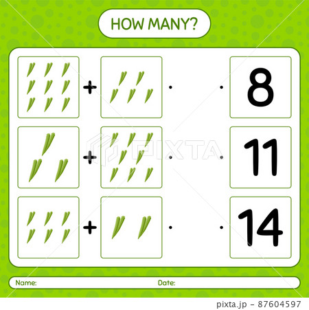 How many counting game with okra. worksheet for preschool kids, kids activity sheet, printable worksheet How many counting game with okra. worksheet for preschool kids, kids activity sheet, printable worksheet 87604597