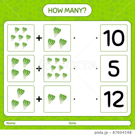 How many counting game with komatsuna. worksheet for preschool kids, kids activity sheet, printable worksheet How many counting game with komatsuna. worksheet for preschool kids, kids activity sheet, printable worksheet 87604598